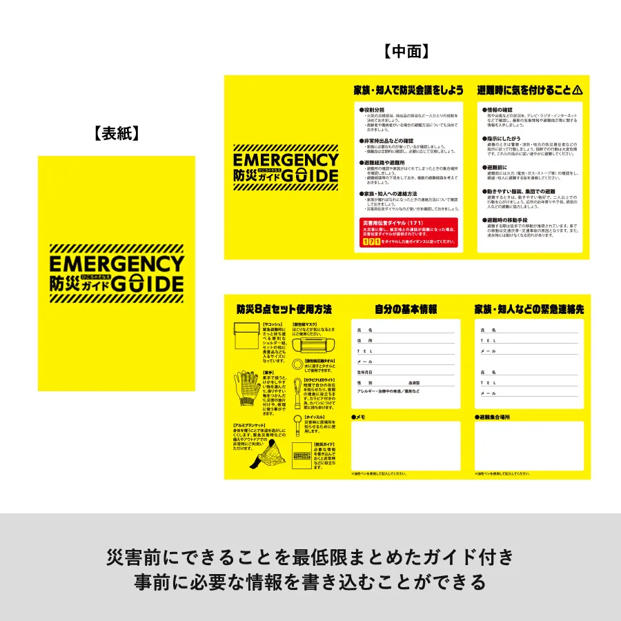 防災緊急8点セット サコッシュタイプ ブラック