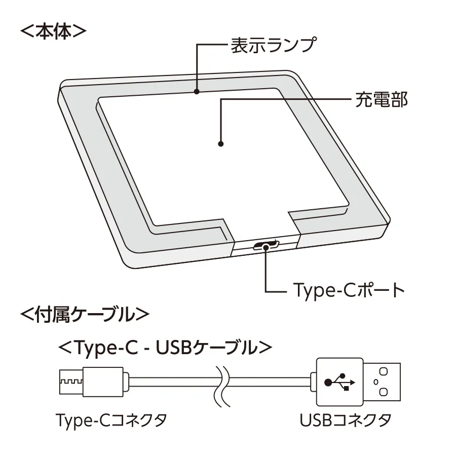 クリアワイヤレス充電器 スクエア 5W